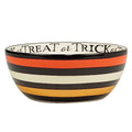 Halloween Deep Ceramic Serving Bowl - 110 oz with Colorful Stripes & 'Trick or Treat' Rim