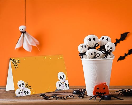 Halloween Table Place Cards Set - 25 Tent Style Food Labels - Halloween / Halloween Table Place Card 01