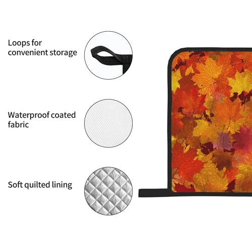 Fall Leaf Oven Mitts and Pot Holders Set - Heat Resistant Kitchen Accessories
