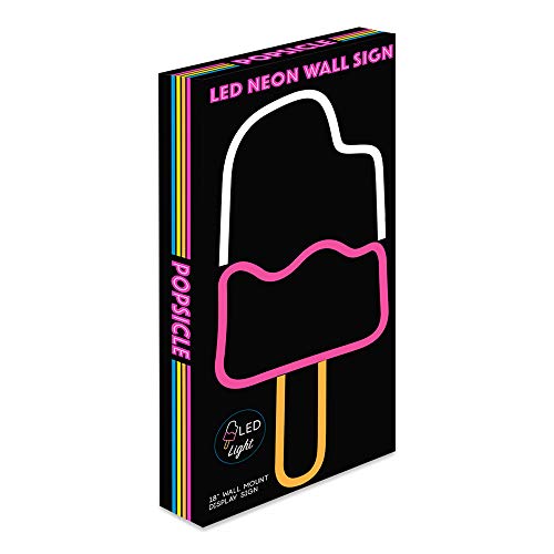 18x18 LED Neon Wall Sign - White & Pink Ice Cream Popsicle Decor
