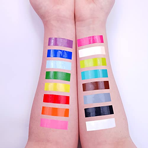 Face and Body Paint Set with Brush - 16 Vibrant Colors, 0.50 fl oz Each