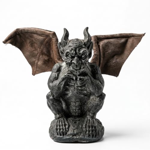 Hand-Painted Resin Halloween RIP Tombstone with Gargoyle & Skeleton Decor