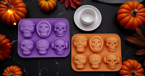 Silicone Skull Cake Molds 2-Pack for Baking & Candy Making - Halloween Decor
