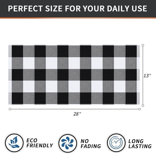 White & Black Check Cotton Waffle Weave Kitchen Towels 13x28 Inches - 4 Pack