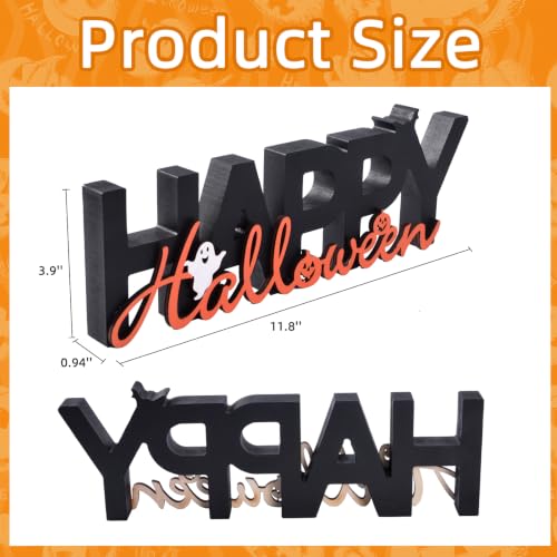 Happy Halloween Sign Wooden Table Centerpiece Black Indoor Decor
