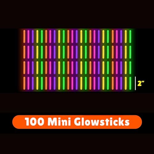 Mini Glow Sticks 100 Pack - Neon Light Party Favors for Easter, Weddings, Kids, Pool