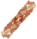 Autumn Fall Embroidered Leaves Table Runner 13x70 Inch for Thanksgiving Halloween Dining Decor