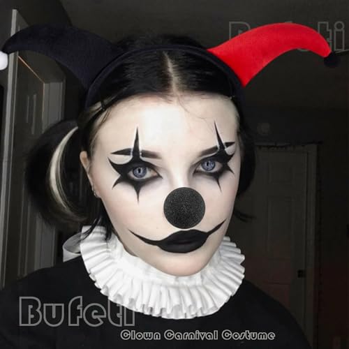 Halloween Clown Headband and Nose Set - Black Red, Medium - Costume Accessories