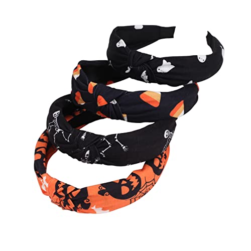 Halloween Headband-C 4 Pack Skull Ghost Pumpkin Hairbands for Women & Girls