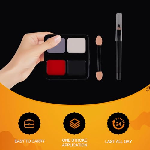 Face Painting Kit with Black White Red Gray - Halloween, Cosplay, SFX Makeup