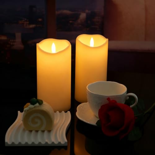 Flameless Pillar Candles with Timer - 3-Inch x 6-Inch, Pack of 2, Realistic LED Decor