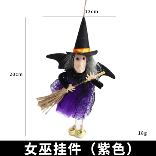 Purple Halloween Witch and Ghost Plush Decorations - Festival Hanging Charms