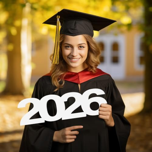 2026 Graduation Sign - White Number Decor for Party & Table Centerpiece