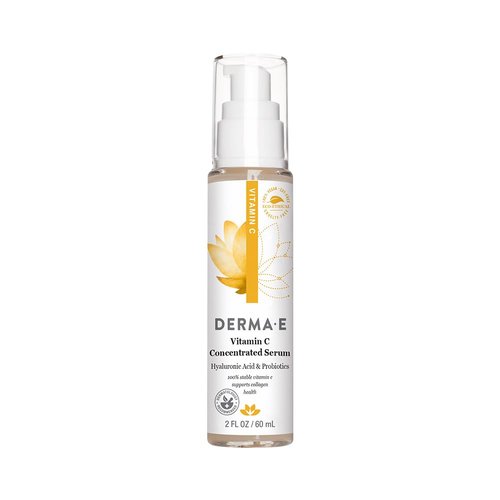DERMA E Vitamin C Serum - Hydrating & Brightening with Hyaluronic Acid, 2 Oz | All-Natural Antioxidant Formula