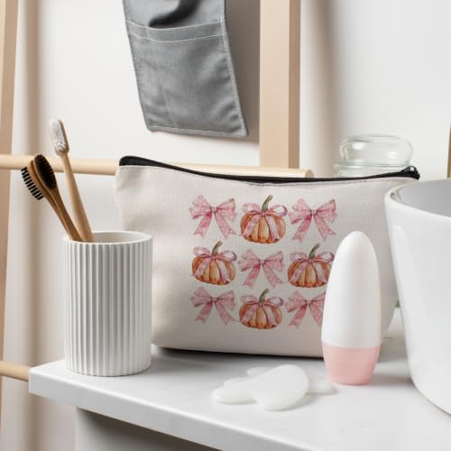 Gothic Pumpkin Makeup Bag for Women - Fall Halloween Gift, 13x7.8 in