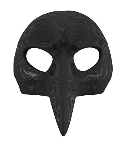 Black Crow Beak Carnival Mask Wall Hanging Decor - Gothic Halloween Accent