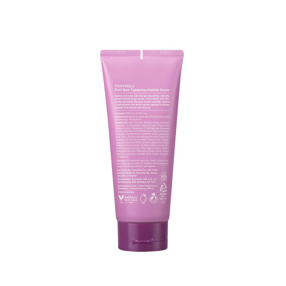 TONYMOLY Plum Bum Tightening Serum - Firming & Hydrating Body Treatment with Plum Extract, 6.76 fl oz
