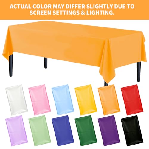 Vyntra 8 Pack Orange Disposable Tablecloths for Fall & Halloween Parties