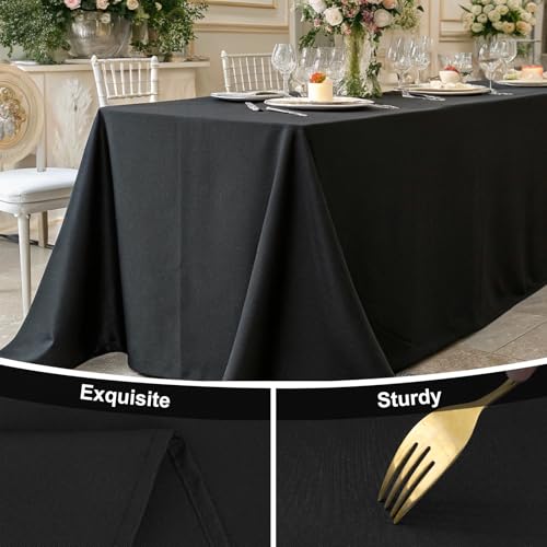 Rectangle Waterproof Tablecloth 60x84 Black - Anti-Scratch Washable Fabric