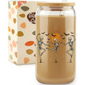 Halloween Skeleton Glass Cup with Variation Skeleton - Trick or Treat Tumbler