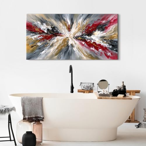 Graffiti Abstract Wall Art Canvas - 40x20 Inch Modern Home Decor with Red Black and Gold Accents - Variation of THIS listing