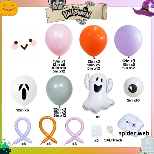 Halloween Spider Balloons Arch Kit with Colorful Latex & Foil Balloons - Candy Spider Variation