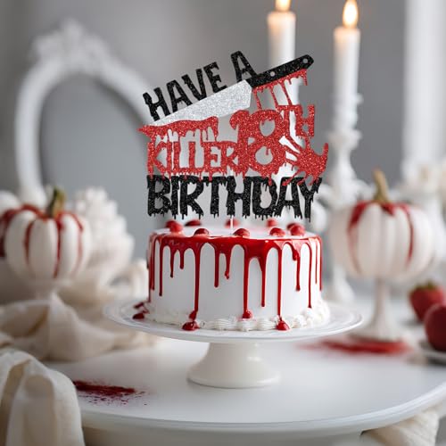 Have a Killer 18th Birthday Cake Topper Halloween Zombie Vampire Glitter - Variation 18