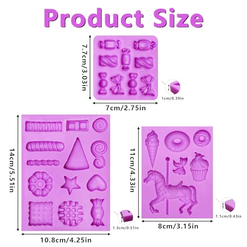 Ice Cream Chocolate Silicone Molds for Cake Decoration & Candy Making - Purple (M351)
