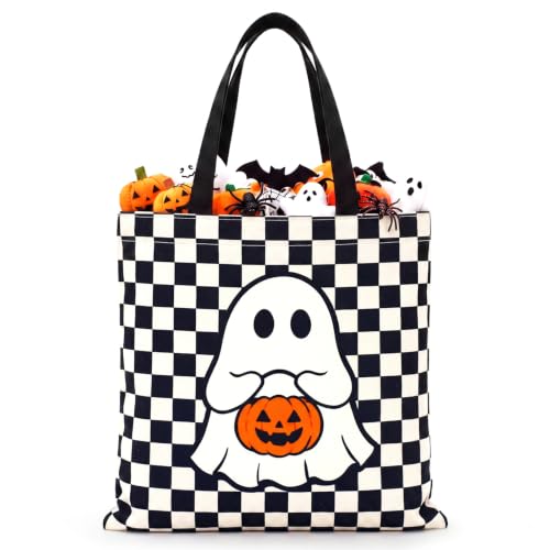 Halloween Tote Bag Ghost Pumpkin Trick or Treat Canvas Bag