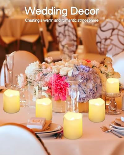 Warm White Flameless Votive Candles 50 Pack - Flickering Battery Operated LED Tea Lights for Weddings and Holidays