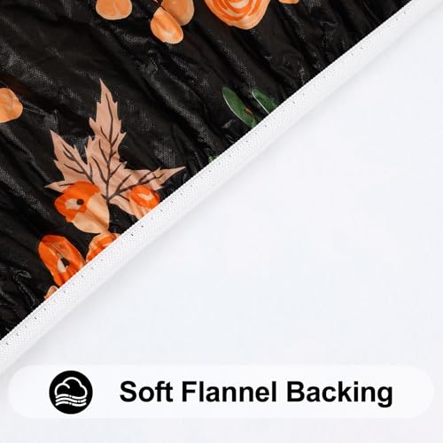 Halloween Fitted Table Cover 8FT Vinyl Tablecloth with Flannel Backing - Black & Yellow
