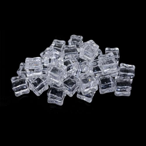 Artificial Plastic Clear Square Ice Cubes Set - 50pcs for Home, Party, Photography