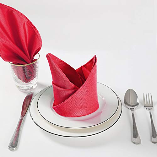 Red Cloth Napkins 17x17 Inch Washable Polyester Dinner Napkins - 100PCS, Elegant Tableware for Wedding & Events