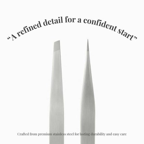 THEMOA Precision Tweezers Set – Stainless Steel Pointed & Slant Tip Tweezers for Eyebrow, Facial Hair, Ingrown Hair, Professional Beauty Tool with Case
