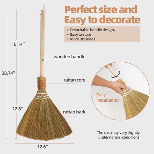 Natural Wedding Broom for Jumping Ceremony Handmade Vietnamese Straw Whisk with Wooden Handle - Variation of THIS Listing