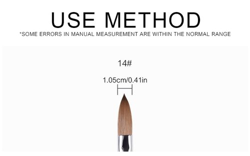 Rolabling Size 14# Black 100% Kolinsky Sable Acrylic Nail Art Brushes UV Gel Nail Painting Pen Brushes (Szie 14)