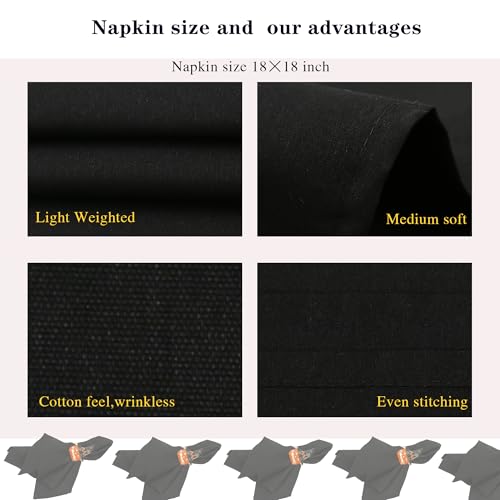 Halloween Cloth Napkins and Pumpkin Ring Set - 16 Pieces for Festive Table Decor
