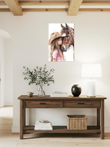 Western Cowgirl Wall Art Canvas Print - Nursery Bedroom Decor 12x18 Variation of B-Cowgirl Horse