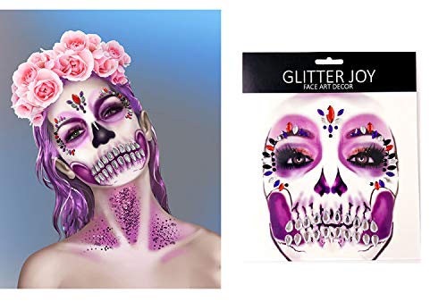 Halloween Skull Face Gems Set - Day of the Dead Face Jewels - 6 Styles - Variation HA