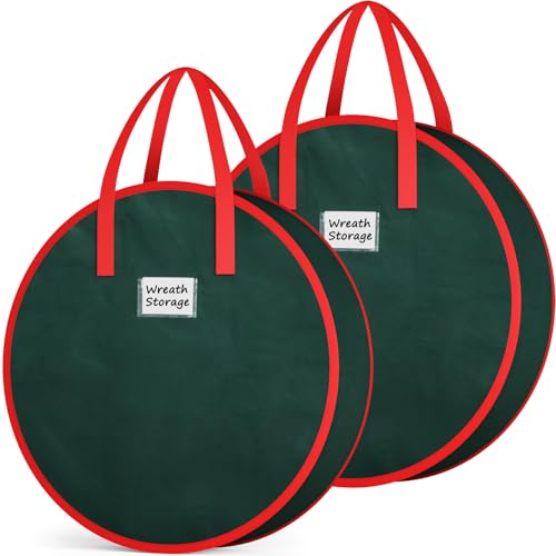 XXL Green Christmas Wreath Storage Bag 36 Inch Durable Organizer with Handle