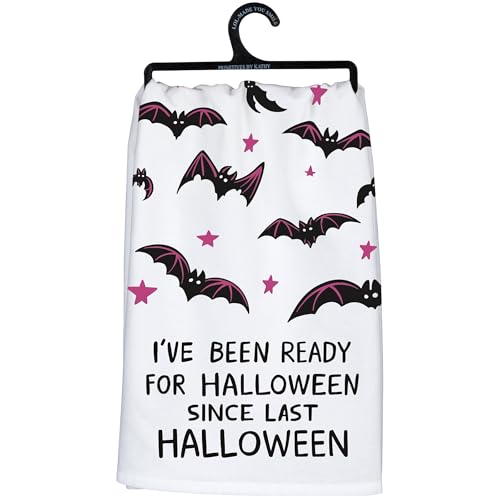 Halloween Kitchen Towel with Bat and Star Design - Absorbent Cotton Decor
