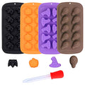 Halloween Silicone Candy Molds Set - Bat, Pumpkin, Witch Hat, Ghost, Skull