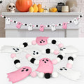 Halloween Felt Ghost Garland - Pre-Strung Pink & White Ghosts with Felt Balls, 8.2 Feet Home Holiday Decor