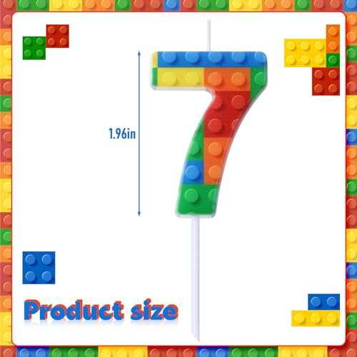 Rossesay Building Block Birthday Number Candle - Number 7 Cake Topper