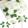 Ivory Artificial Roses Set - 100 Realistic Latex Flowers with Bendable Stems & 24 Leaves - Wedding & DIY Decor - Variation of THIS listing 100