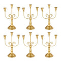 Romadedi Gold 3-Arm Candle Holder Set of 6 - 11.8 Inch Classic Taper Candle Holders