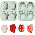 Halloween Brain Heart Silicone Mold - 2 Pack for Cookies, Cakes, Candles