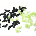 60PCS Halloween Plastic 3D Bat Decorations - Mini Black & Fluorescent Green Ornaments for Parties & Crafts