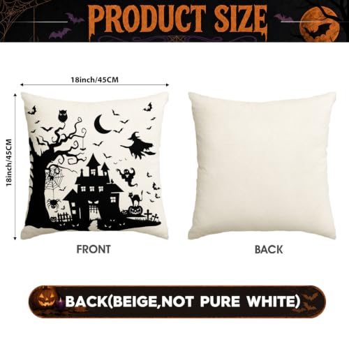 Halloween Dead Tree Haunted House Throw Pillow Covers 18x18 Inch - Pack of 2, White
