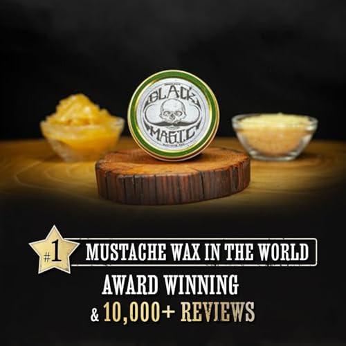 Mustache Wax - Extra Strong Hold Black Magic Death Grip - Hide Gray Hair - Unscented 1 oz